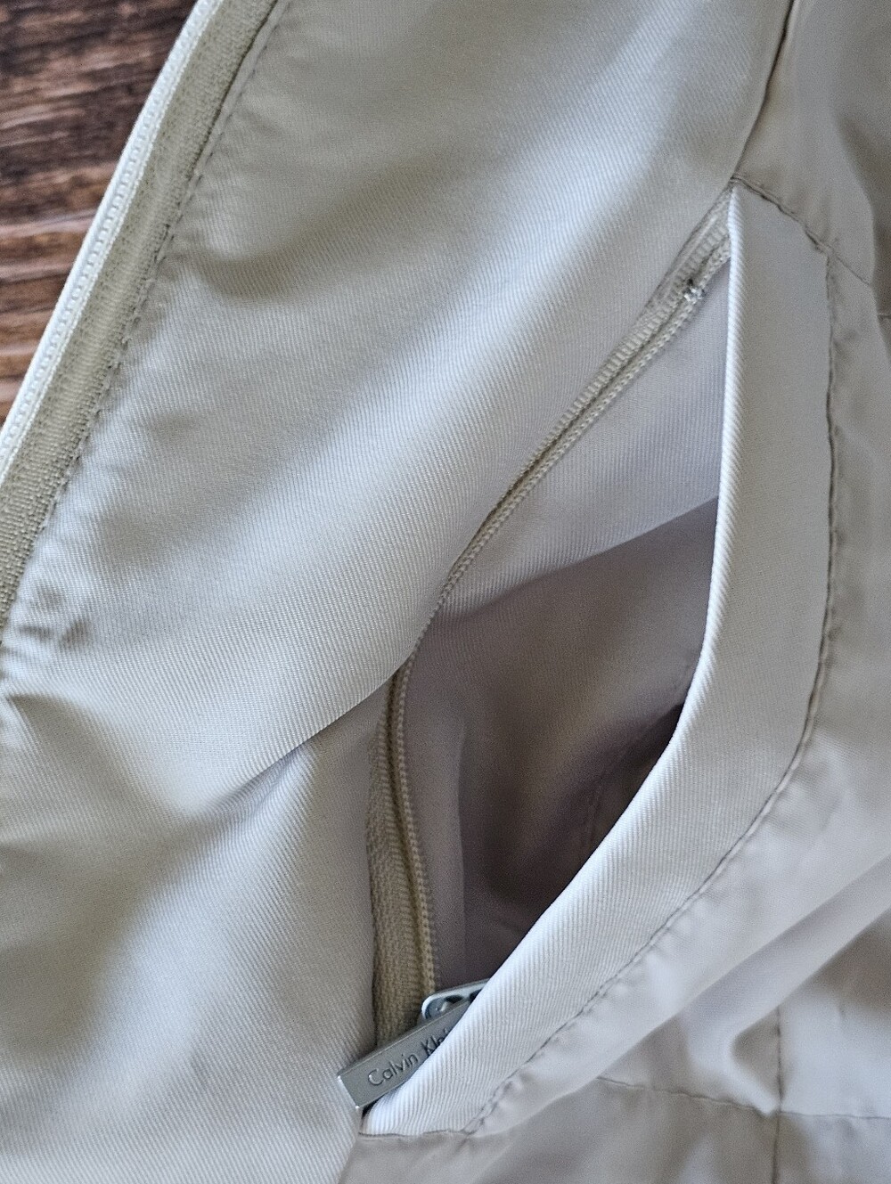 Calvin Klein Duck Down Puffer Jacket XS Ivory Genuine Raccoon Fur Trim EUC - Picture 10 of 12